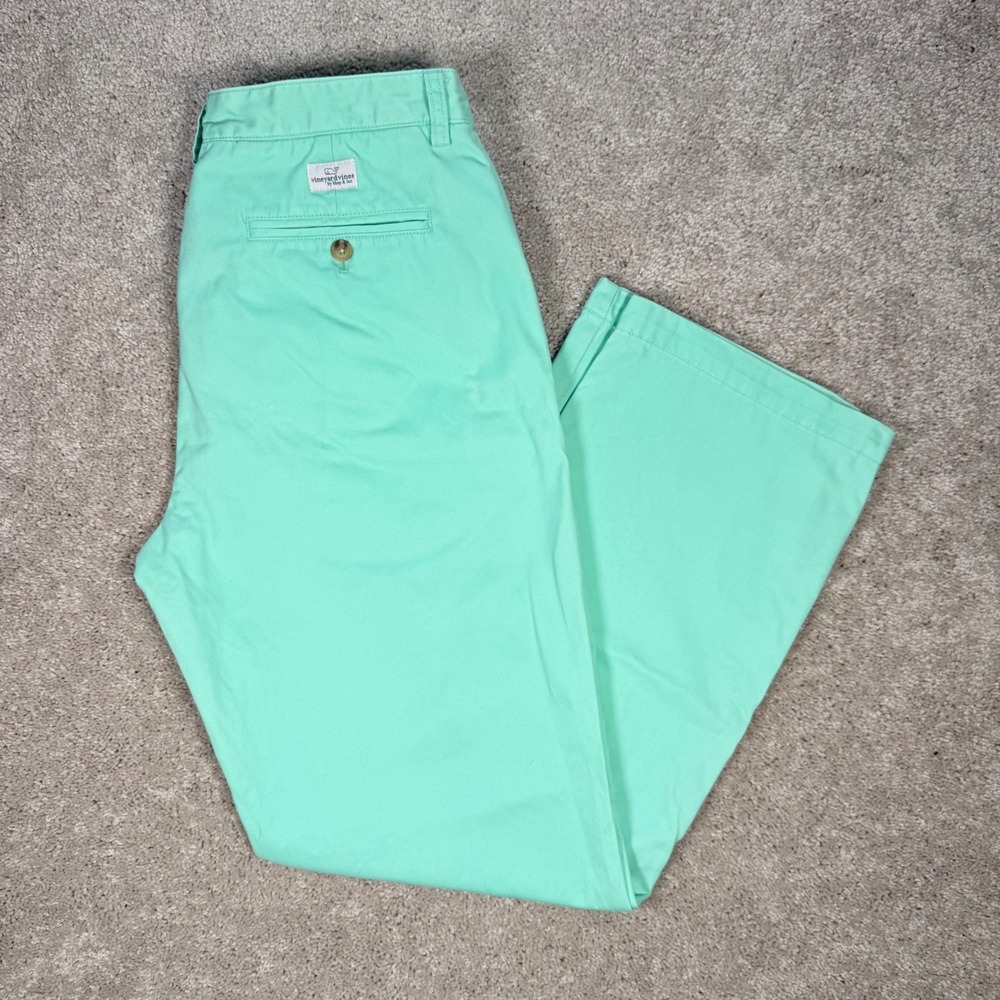 Vineyard Vines Men's 32x30 Club Pant Chino Mint Green Straight Leg Cotton